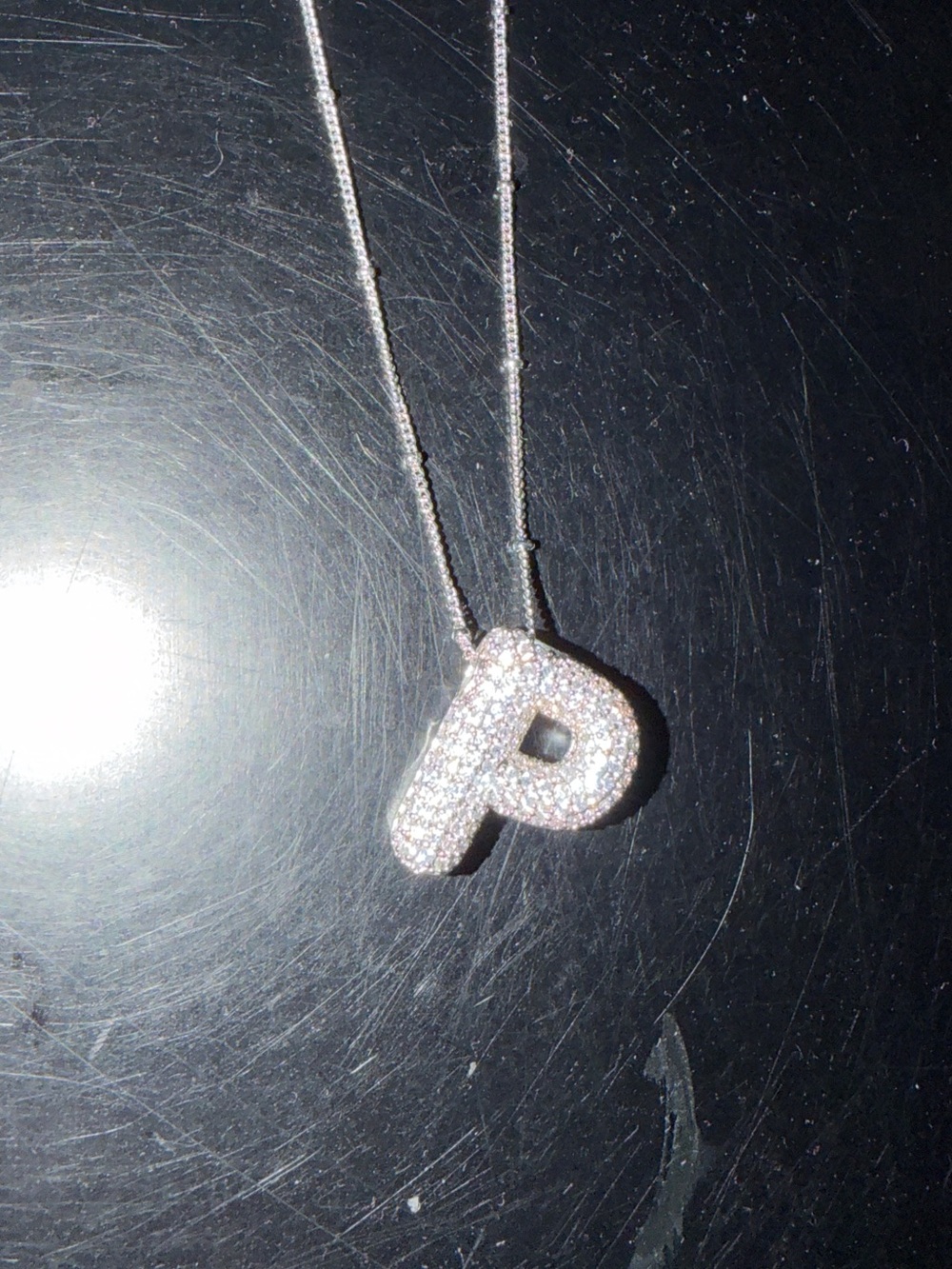 P Initial Pavé Necklace in Silver Tone - Women's Letter Pendant
